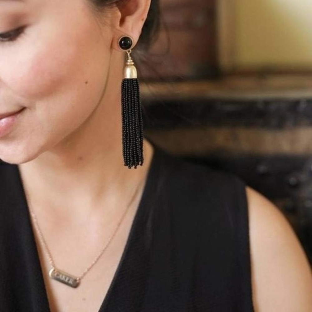 Gita Tassel Earrings - Black